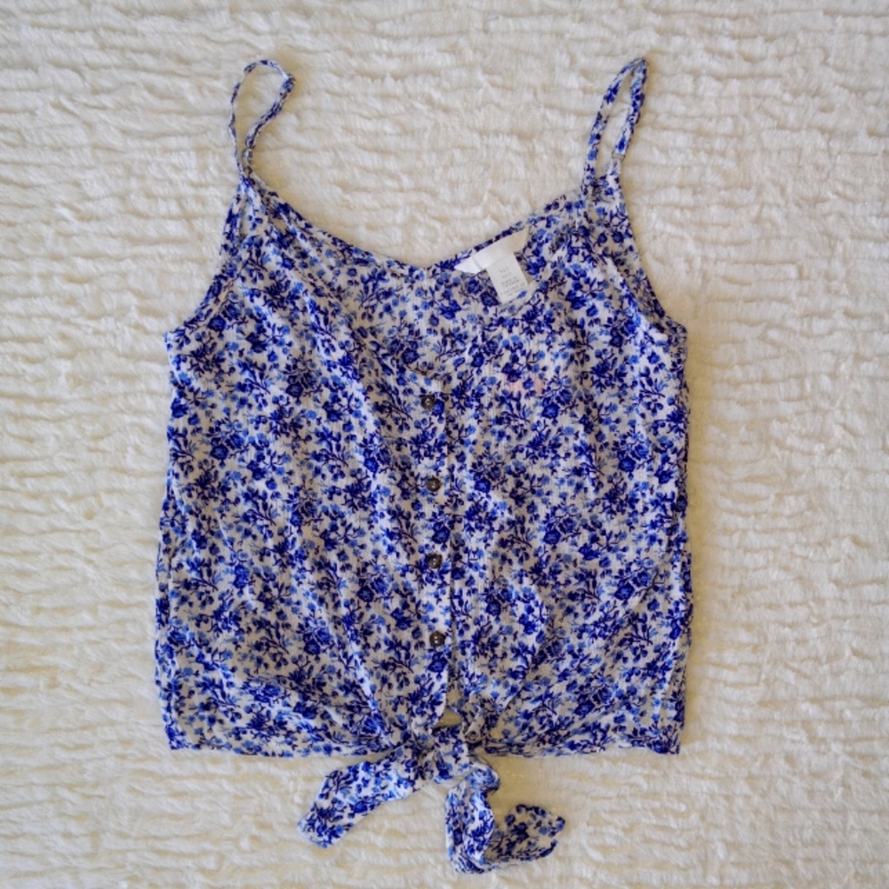 NWOT Tank Floral Blue White XS Small
